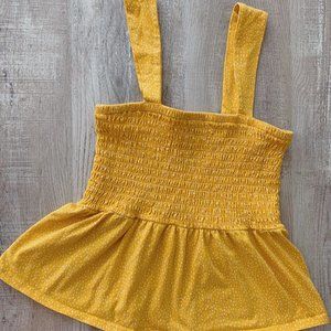 Express Polka-Dotted Yellow Peplum Tank